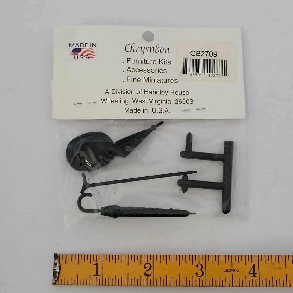 Chrysnbon Black Miniature Hat Umbrella Cane Accessory Set